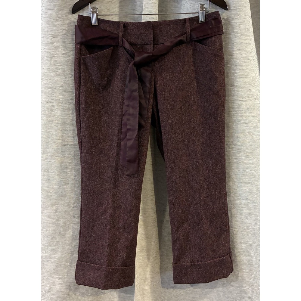 Y2K‎ Express Cropped Tweed Trousers Belted Size 6 2000s Wool Blend